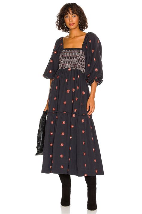 Free People Dahlia Embroidered Maxi Dress in Black Combo | REVOLVE