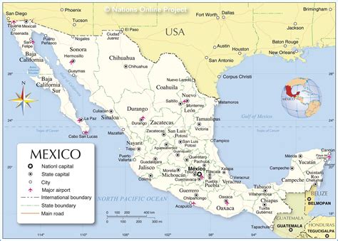 Administrative Map of Mexico with State Boundaries and Capitals