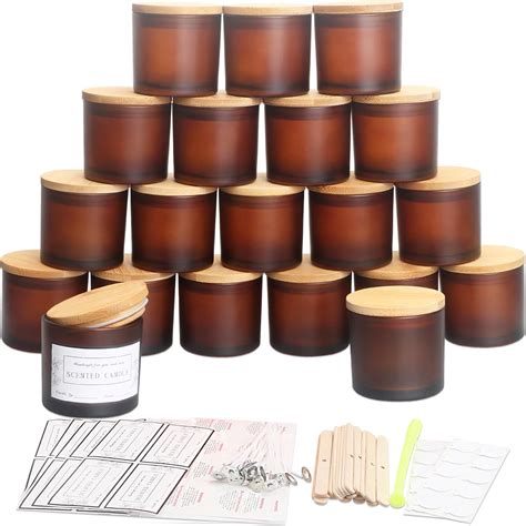 Amazon.com: MILIVIXAY 20 Pack 4 OZ Frosted Amber Glass Candle Jars with ...
