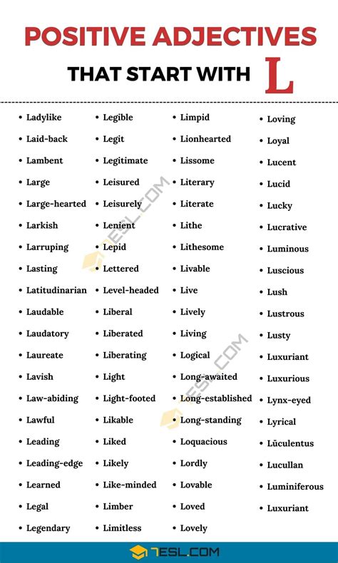 80 positive adjectives that start with l in english – Artofit