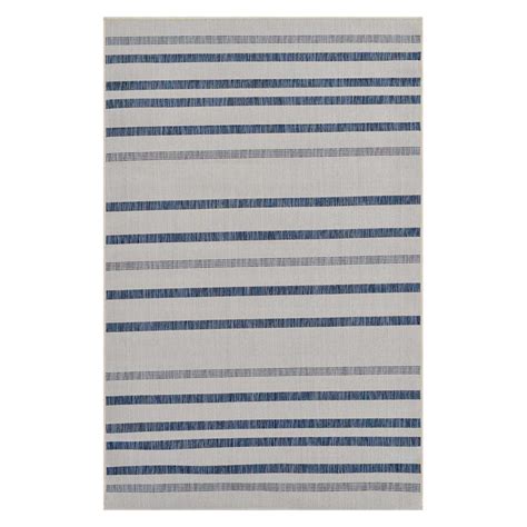 Terrace Ivory and Blue Nautical Striped Sisal Area Rug 5x7 | At Home