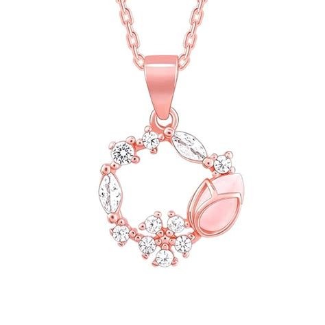 GIVA 925 Silver Rose Gold Drop Wreath Pendant With Link Chain | Gifts ...