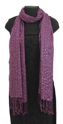 Buy Water Sequence Style Embroidery 100% Viscose Soft Plum Stole 28"x ...