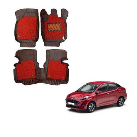 Hyundai Aura Spacious 7D Mat Carpet - Black with Red Color