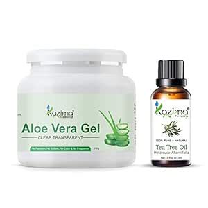 Buy KAZIMA Combo of Aloe Vera Gel 250g & Tea Tree Essential Oil 15ml ...