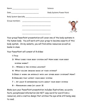 Fillable Online body system ppt directions and rubric.pdf Fax Email ...