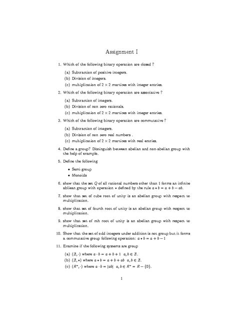 Mathematics Assignment - Group Theory Concepts and Operations - Studocu
