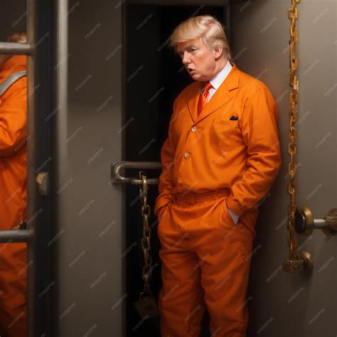 Premium AI Image | Donald Trump in jail wearing an orange suit
