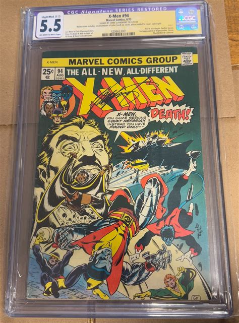 The X-Men #94 (1975) CGC 5.5 signed by Chris Claremont, restored C-2 ...