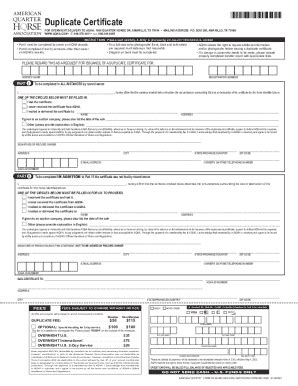 2022-2026 Form American Quarter Horse Association Duplicate Certificate ...