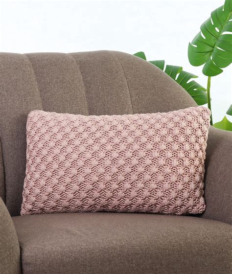 Popcorn Knit Cameo Pink Cotton Knitted Decorative 12 X 20 Inches Cushi ...