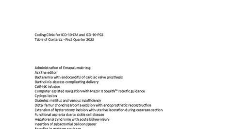 ICD-10-CM/PCS Coding Clinic: First Quarter 2025 Insights and Guidelines ...