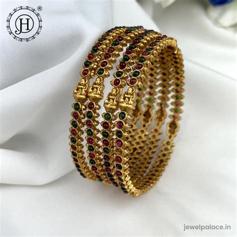 Exclusive Gold Plated Kemp Stone Temple Bangles JH5972 – Jewel Palace