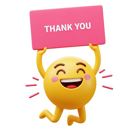 Cheerful Emoji Holding Thank You Sign with Excited Expression 60513309 PNG