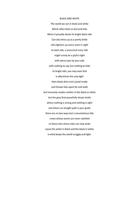 Ldc - BLACK AND WHITE The world we see in black and white Which often ...