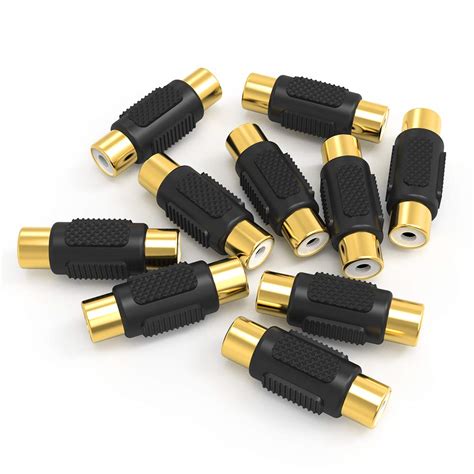 Electop 10 Pack Audio Video RCA Female to Female Coupler Adapter Gold ...