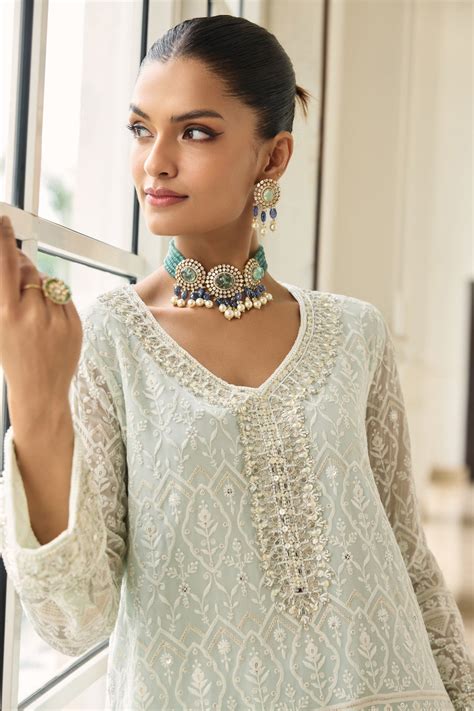 Kiara Slim Tunic Set in Sky Blue