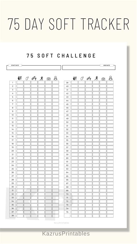 75 soft challenge tracker 75 day bundle challenge printable weight loss ...