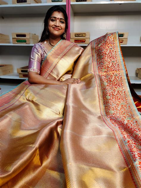 100% silk mark certified kanjivaram meenakari saree – Arya Collections