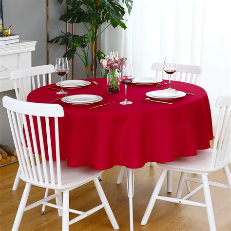 FOLINS&HOME Red Round 70 inch Tablecloth - Waterproof & Wrinkle Free ...