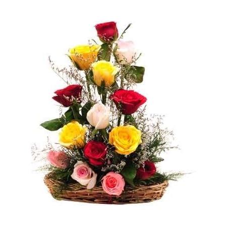 Floralbay Special Basket Arrangement of Mix Roses Fresh Flowers (Bunch ...