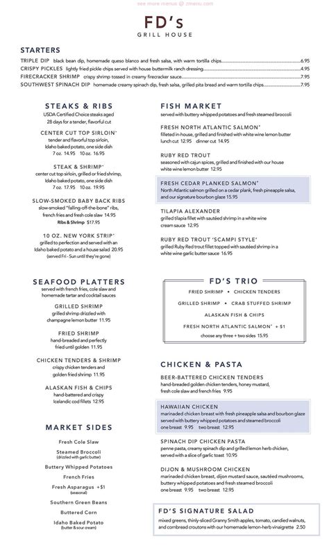 Online Menu of FD's Grillhouse Restaurant, Springfield, Missouri, 65810 ...
