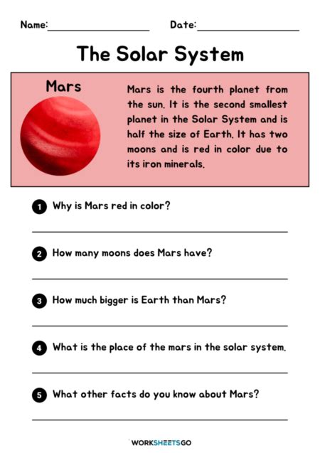 Image result for Worksheet On Solar System