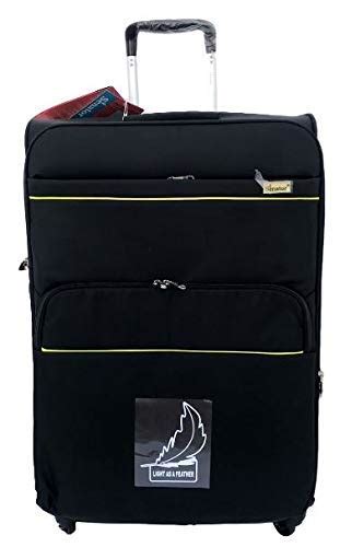 RIF Soft Lugguage Bag Black Yellow Line Nylon 4 Wheel Trolley Bag Big ...