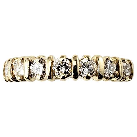 14 Karat Yellow Gold and Diamond Wedding Band For Sale at 1stDibs