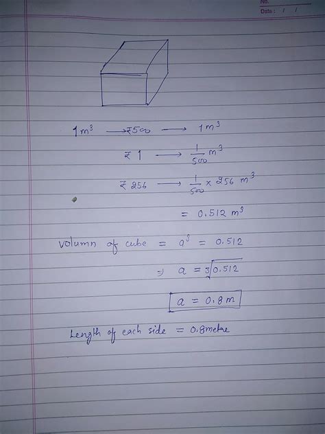 a solid cubical block of fine wood cost 256 rupee at rupees 500 per ...