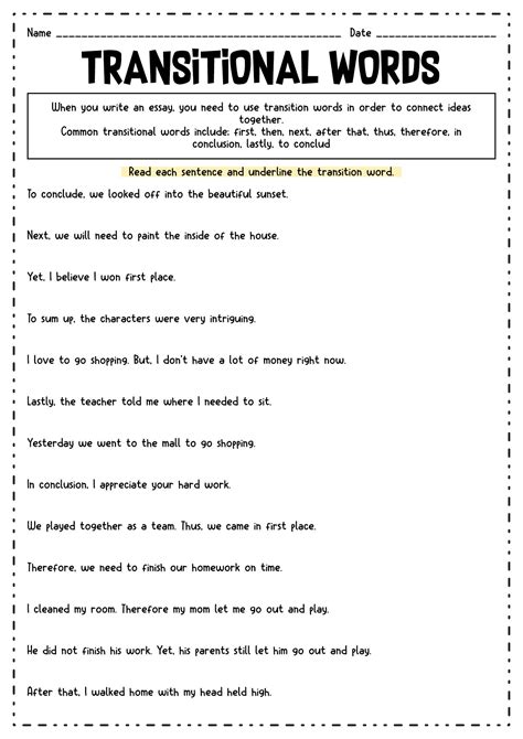 17 Worksheets Transition Words And Phrases | Transition words ...