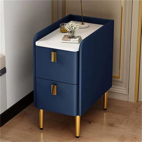 Amazon.com: Bedside Table Bedside Tables Narrow Pu Leather Nightstand ...