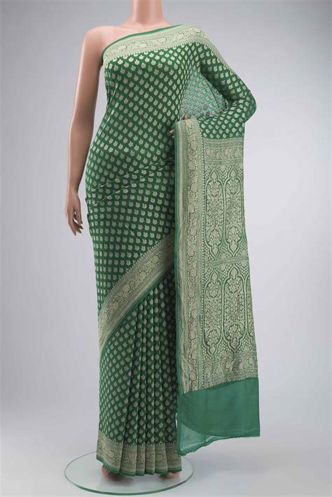 Green Banarasi Georgette Saree – Nalli Silk Sarees Pvt Ltd