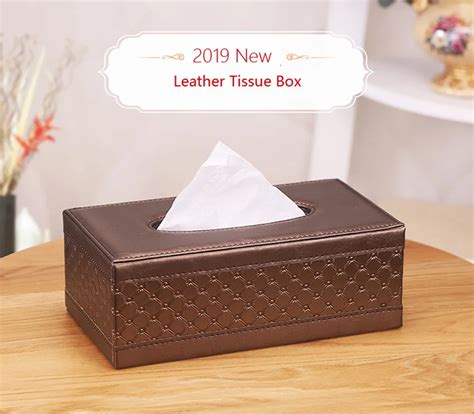 Farfi Faux Leather Square Paper Holder Tissue Dispenser Storage Box Car ...