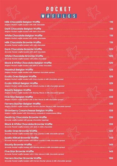 Menu at Newyork waffle and dinges, Mumbai, Bajaj Hall