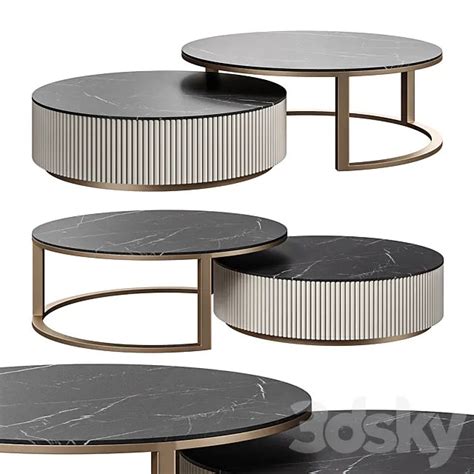 Round Modern Stone Top Nesting Coffee Table 3ds Max – 3DSky Model Free