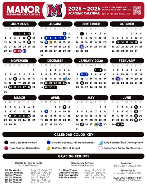 Manor ISD Schools Calendar 25-26 [PDF] - EduCounty