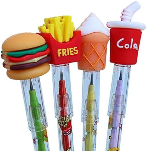 VR Creatives Pack of 4 Fast Food Colorful Pencils for Boys and Girls ...