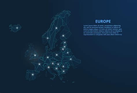 Carte du réseau de communication Europe Image vectorielle low poly d ...