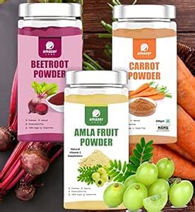 AmazerCare Beetroot + Carrot + Amla Powder (Dehydrated, 200gm each ...