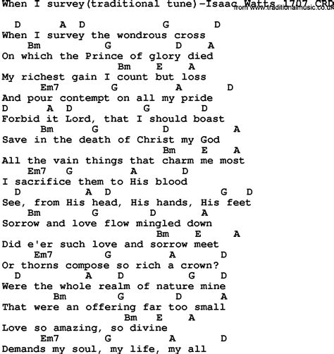 Gospel Song: When I Survey(Traditional Tune)-Isaac Watts 1707, lyrics ...