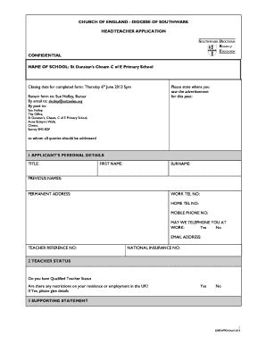 Fillable Online Headteacher Application form.doc Fax Email Print ...