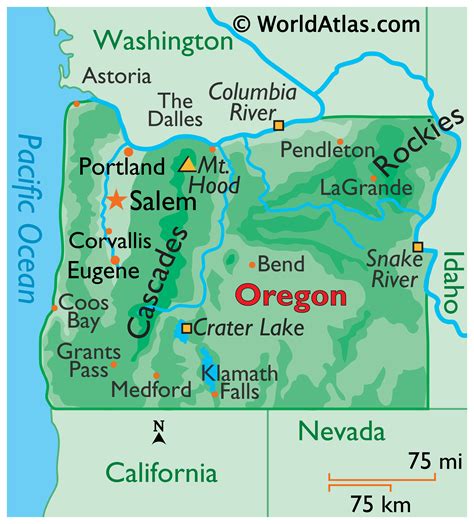 Oregon Map / Geography of Oregon/ Map of Oregon - Worldatlas.com
