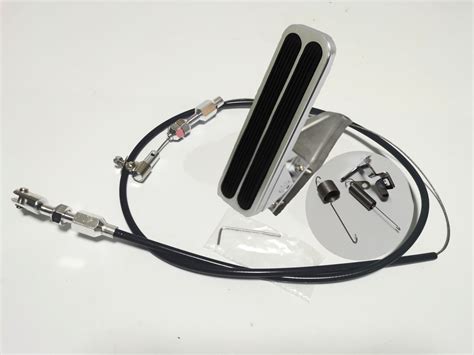 Billet Aluminum Floor Mount Gas Pedal & Black Throttle Cable Combo ...