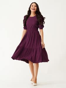 Raiyani Enterprise Women Fit and Flare Purple Dress - Buy Raiyani ...
