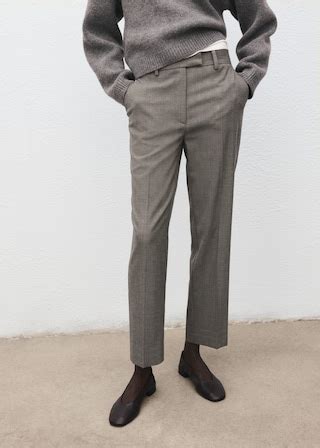 Slim cropped pinstripe pants - Women | MANGO USA