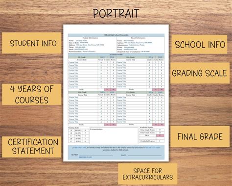 Editable High School Transcript Printable Canva Template Transcript ...