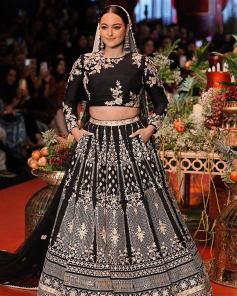 Black Glam Fox Georgette Sequin Embroidered Lehenga Set with