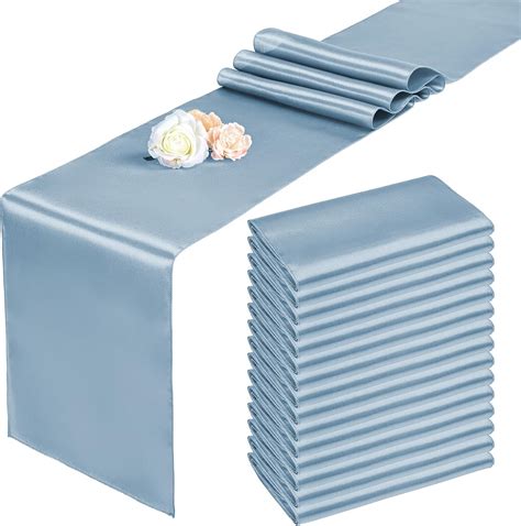 Amazon.com: 15 Pack Dusty Blue Satin Table Runners 12 x 108 Inch Long ...