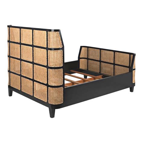 Nismaaya Fay Teak Wood & Rattan Bed Black – Nismaaya Decor